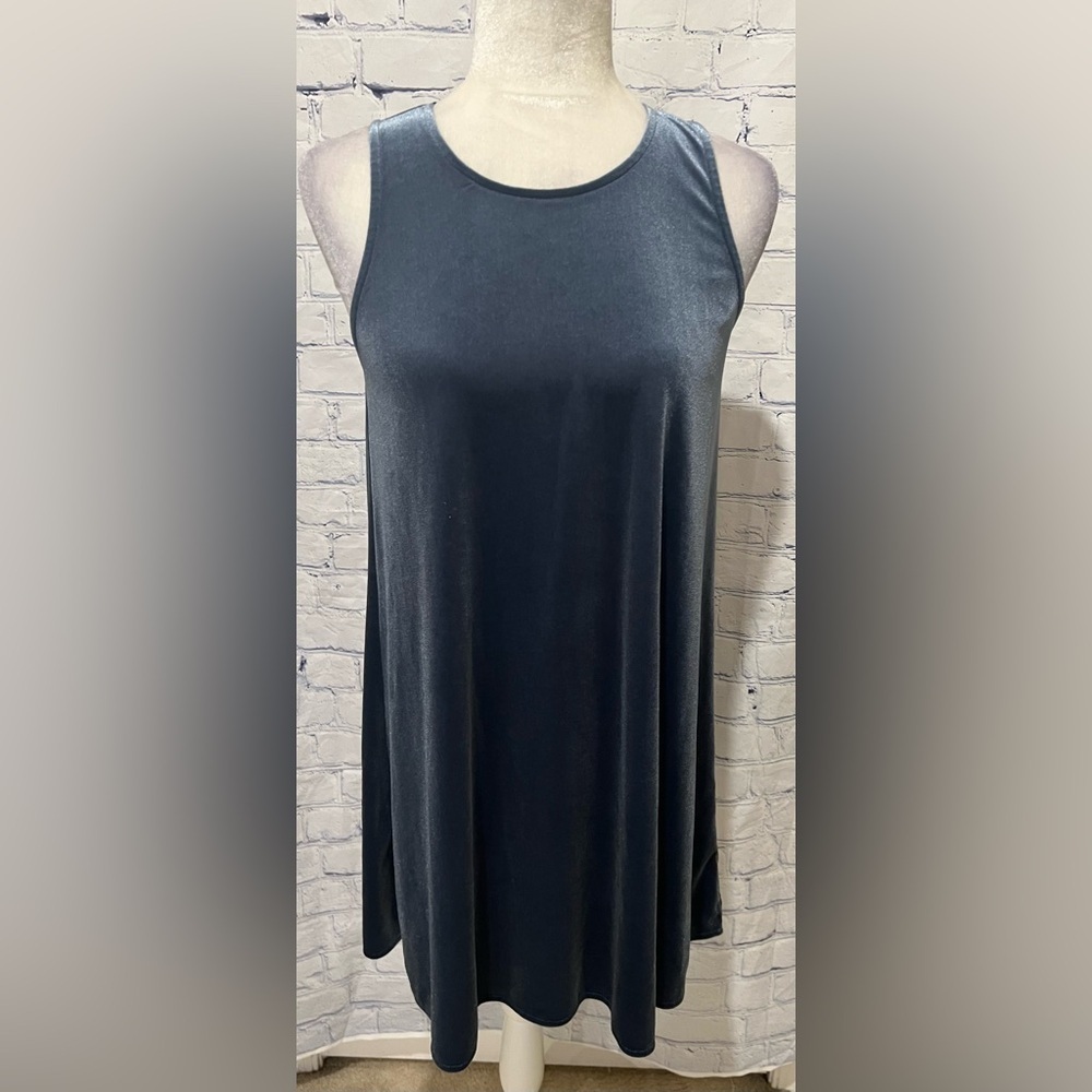 Ellison Blue Velvet Knee Length Sleeveless Dress Medium
